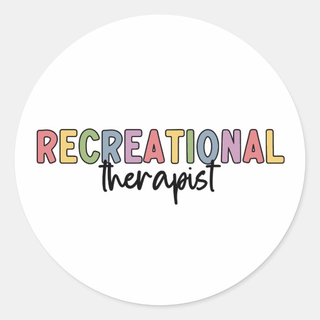 Colourful Recreational Therapist Classic Round Sticker (Front)