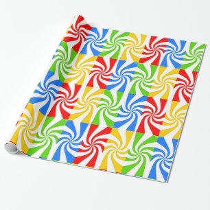 Colourful Rectangle And White Swirls Wrapping Paper