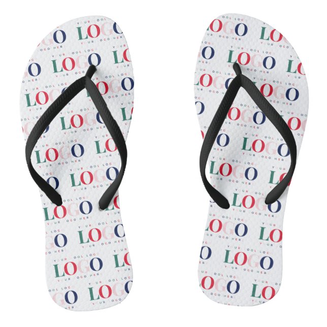 Colourful Rectangle Logo Pattern Repeating Busines Flip Flops (Footbed)