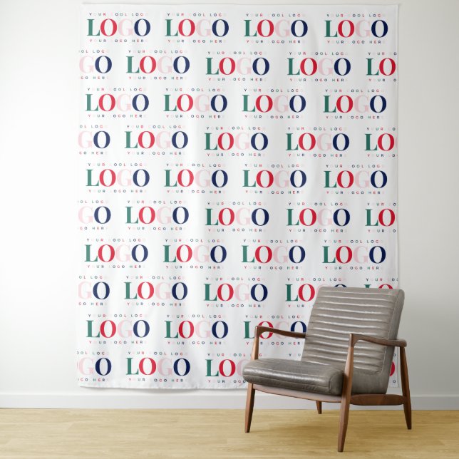 Colourful Rectangle Logo Pattern Repeating Busines Tapestry (In Situ)