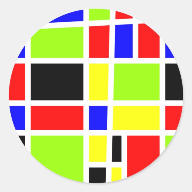 Colourful Rectangles Classic Round Sticker (Front)