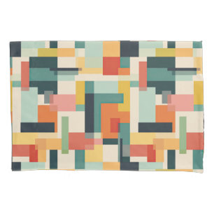 Colourful Rectangles Retro Mid Century Modern Pillowcase