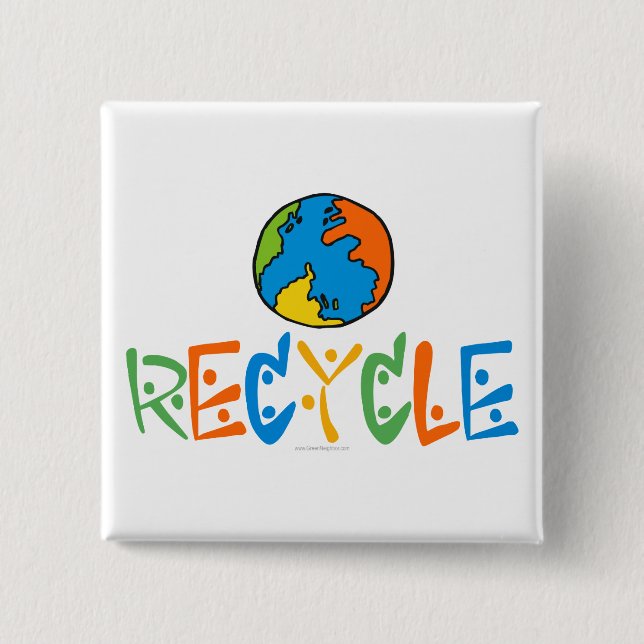 Colourful Recycle 15 Cm Square Badge (Front)