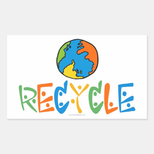 Colourful Recycle Rectangular Sticker