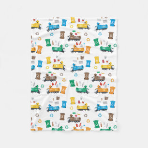 Colourful Recycling Garbage Trucks & Bins Fleece Blanket