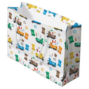 Colourful Recycling Garbage Trucks & Bins   Large Gift Bag