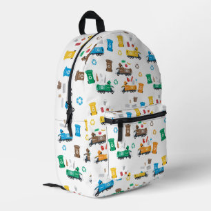 Colourful Recycling Garbage Trucks & Bins Printed Backpack