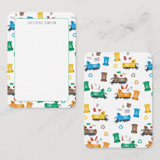 Colourful Recycling Garbage Trucks Children's Card (Front/Back)