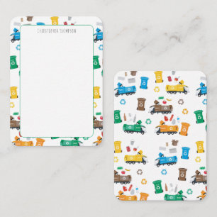 Colourful Recycling Garbage Trucks Children's Card