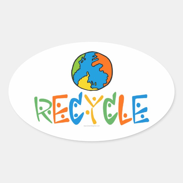 Colourful Recycling Oval Sticker (Front)