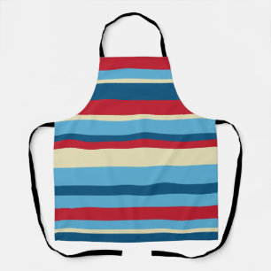 Colourful Red and Blue Horizontal Stripes Apron