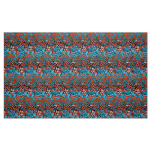 Colourful Red and Blue Magical Woodlands Fabric
