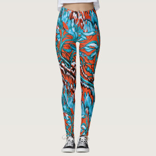 Colourful Red and Blue Magical Woodlands Leggings