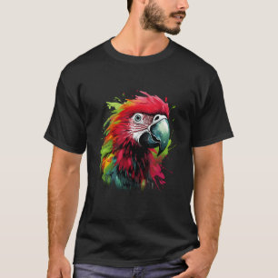Colourful Red And Green Macaw Parrot Lover Splash T-Shirt