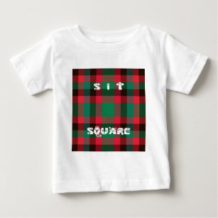 Colourful red and green tartan plaid design  baby T-Shirt