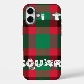 Colourful red and green tartan plaid design iPhone 16 plus case