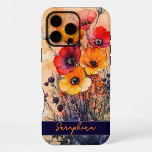 Colourful Red and Yellow Wildflower Personalised iPhone 16 Pro Max Case
