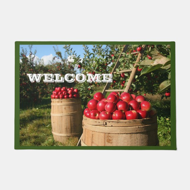 Colourful Red Apple Harvest Doormat (Front)