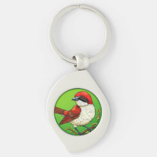 Colourful Red backed shrike Bird Key Ring