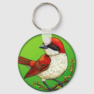 Colourful Red backed shrike Bird Key Ring