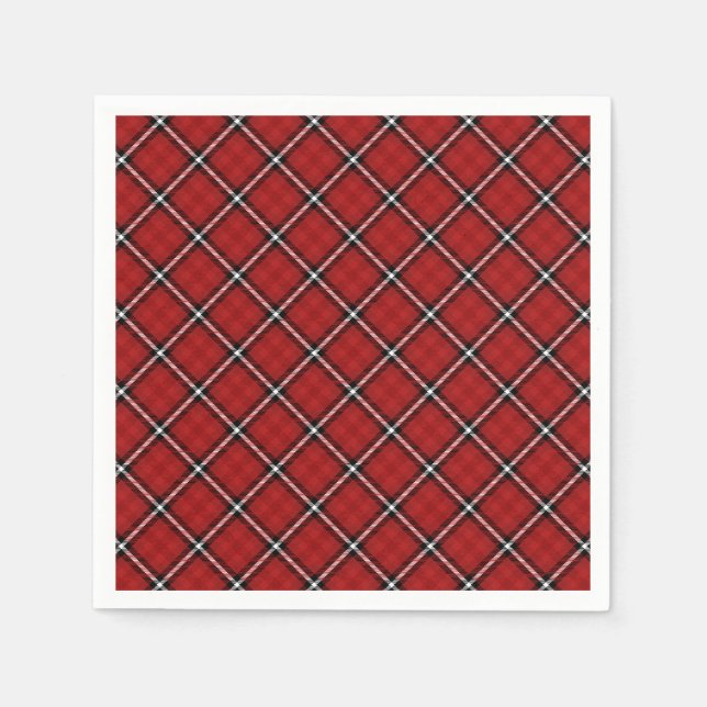 Colourful Red, Black & White Christmas Plaid Napkin (Front)