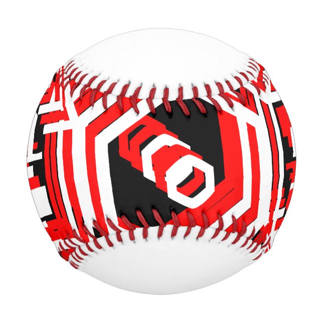 Colourful Red Black White Modern Geometric  Baseball (Front)