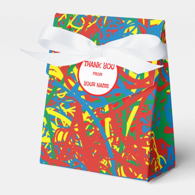 Colourful Red Blue Green Yellow Scribbles Crayon  Favour Box (Front Side)