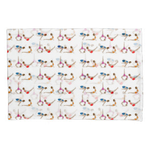 Colourful Red Blue Purple Yoga Poses Pillowcases