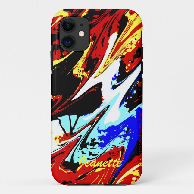 Colourful Red Blue Yellow Abstract, Name, Case-Mate iPhone Case (Back)