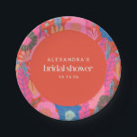 Colourful Red Boho Floral Custom Bridal Shower  Paper Plate<br><div class="desc">Colourful Red Boho Floral Stylish Custom Bridal Shower Paper Plates</div>