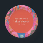 Colourful Red Boho Floral Custom Bridal Shower  Paper Plate<br><div class="desc">Colourful Red Boho Floral Stylish Custom Bridal Shower Paper Plates</div>
