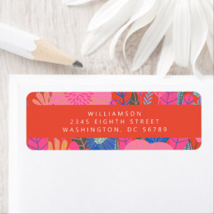 Colourful Red Boho Floral Return Address