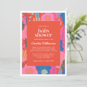 Colourful Red Boho Floral Stylish Baby Shower Invitation