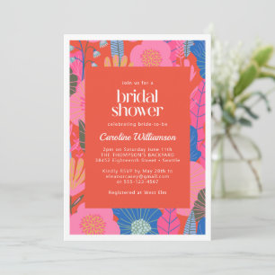 Colourful Red Boho Floral Stylish Bridal Shower Invitation