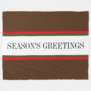 Colourful Red Brown Green White SEASON'S GREETINGS Fleece Blanket