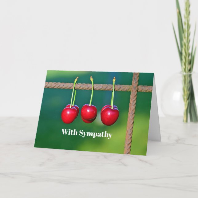 Colourful Red Cherries Fruit Photo Sympathy Card (Front)