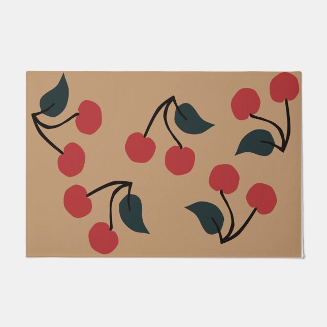 Colourful red cherry themed indoor mat, Fruit  Doormat (Front)