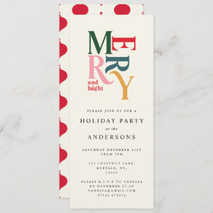 Colourful red Christmas holiday party invite