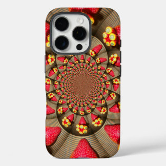Colourful Red Delight: Strawberry Kaleidoscope Art iPhone 16 Pro Case