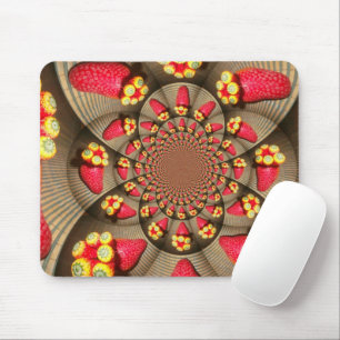 Colourful Red Delight: Strawberry Kaleidoscope Art Mouse Mat