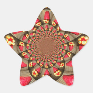 Colourful Red Delight: Strawberry Kaleidoscope Art Star Sticker