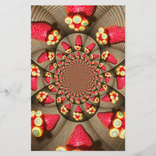 Colourful Red Delight: Strawberry Kaleidoscope Art Stationery