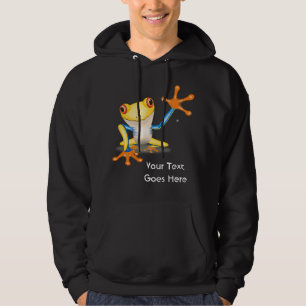 Colourful Red Eyed Tree Frog w/ Your Custom Text Hoodie