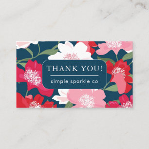 Colourful Red Floral Business Thank You Qr Code Card