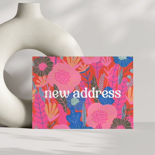 Colourful Red Floral We Moved New Home Moving  Announcement (Creator Uploaded)