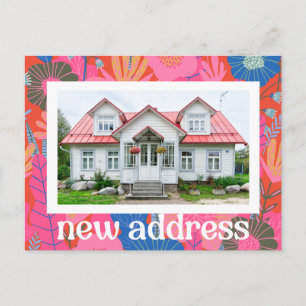 Colourful Red Floral We Moved New Home Moving Phot Postcard
