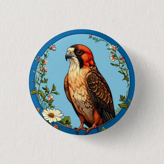 Colourful Red-footed falcon Bird 3 Cm Round Badge (Front)