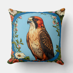 Colourful Red-footed falcon Bird Cushion