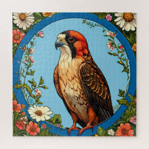 Colourful Red-footed falcon Bird Jigsaw Puzzle