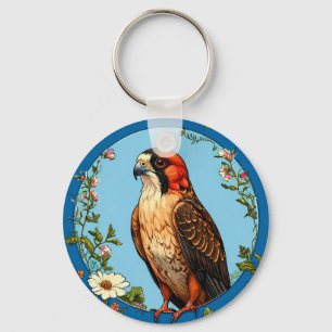 Colourful Red-footed falcon Bird Key Ring